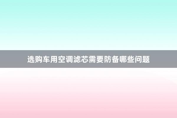 选购车用空调滤芯需要防备哪些问题